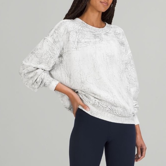 EUC lululemon perfectly oversized crew thread dye white black size 4 - Picture 2 of 10